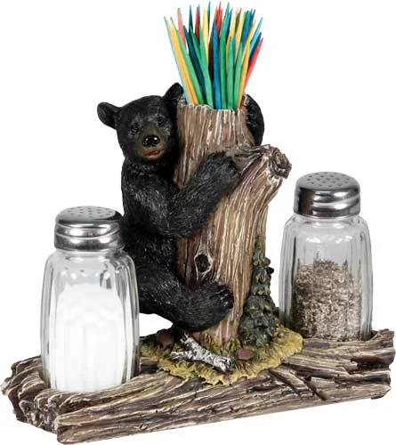 RIVERS EDGE BEAR SALT & PEPPER - SHAKERS & TOOTHPICK HOLDER - Rivers Edge