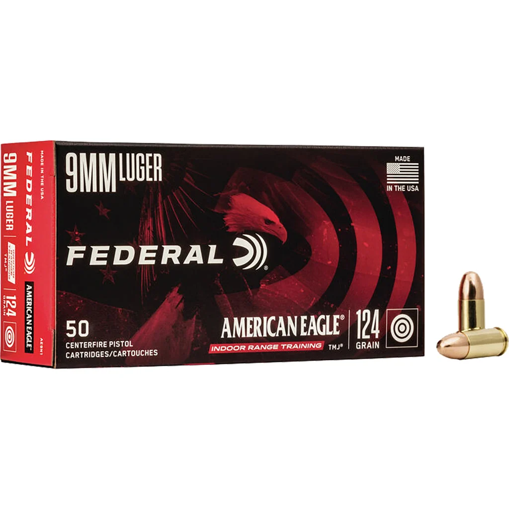 Federal American Eagle Pistol Ammo 9mm Luger 124 gr. Total Metal Jacket 50 rd.
