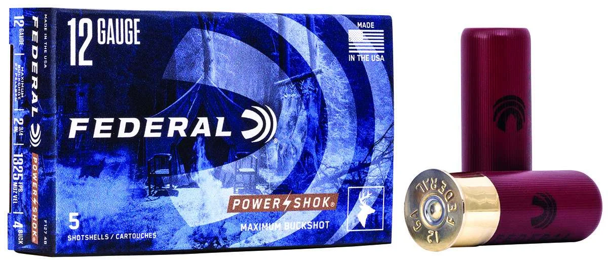 FEDERAL 12GA 2-3/4" MAX. 27 PELLETS-4 BUCK 5 RD/BX 50 BX/CS