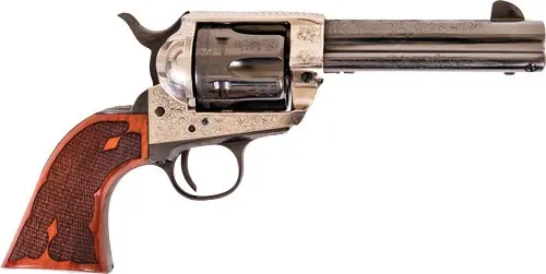CIMARRON FRONTIER 45LC PW FS - 4.75" ENGRAVED SILVER/BL WAL