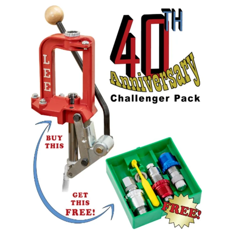 Lee Challenger III Single Stage Press 40th Anniversary Pack with Breech Carb 3-Die Set .38 Spl/.357 Mag