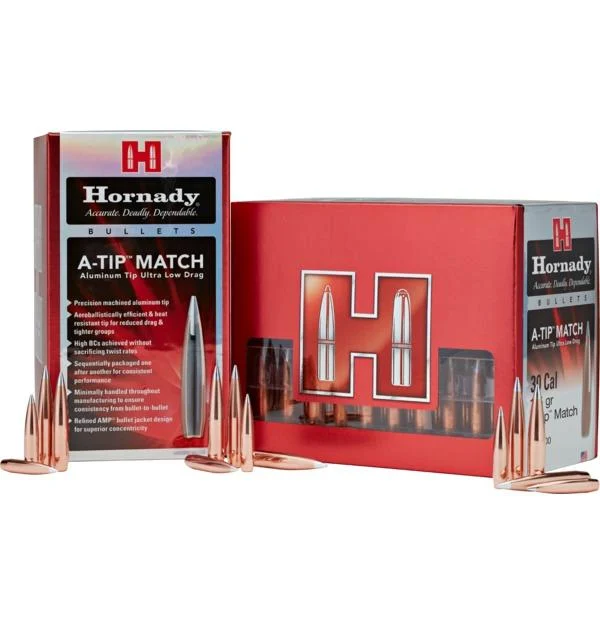 Hornady Aluminum A-Tip Match Rifle Bullets SEQUENTIAL 6mm .243" 110 gr (1-7.7") 500/ct