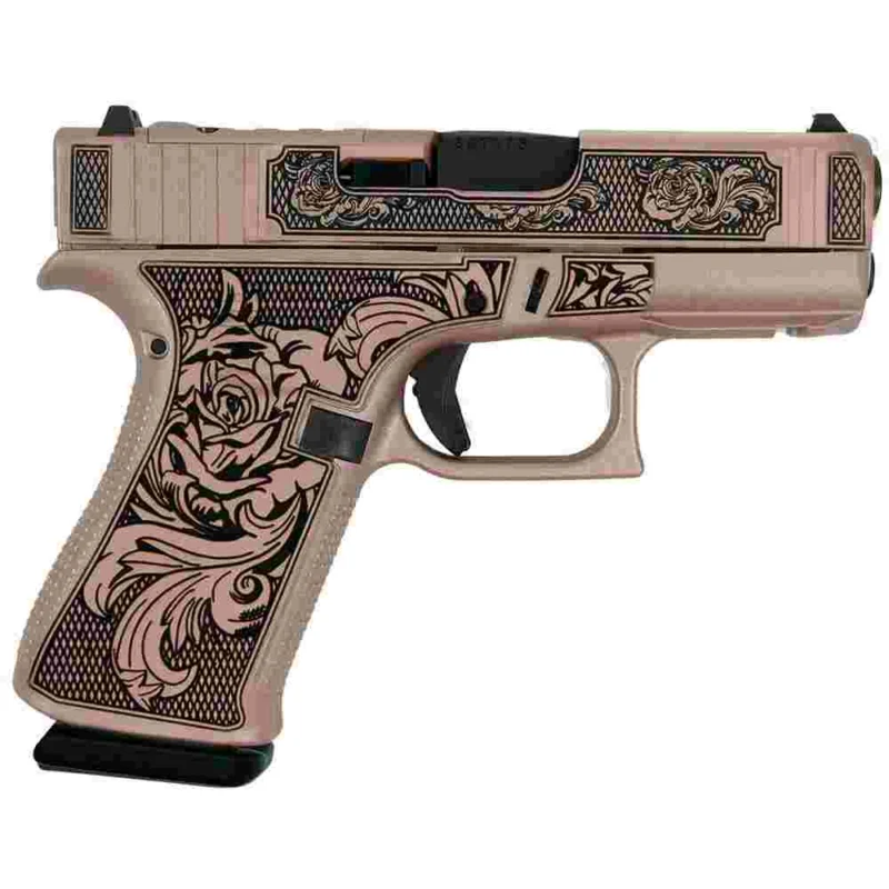 Glock 43X "Glock & Roses II"  Handgun 9mm Luger 10rd Magazines(2) 3.4" Barrel Accessory Rail USA Made - Glock