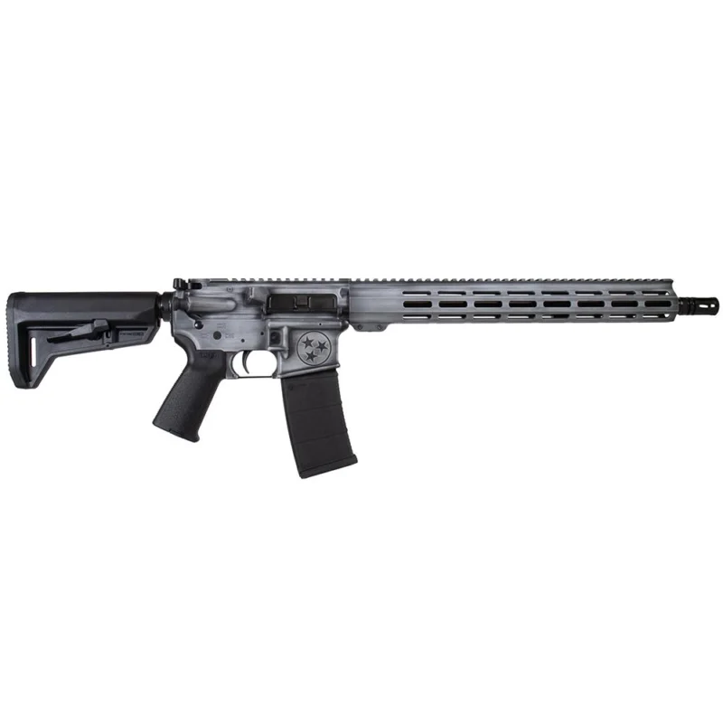 Shark Coast Tactical "Tennessee Battleship Grey Battleworn" AR-15 Rifle 5.56mm 30rd Magazine 16" Barrel 15" MLOK Handguard - Shark Coast Tactical