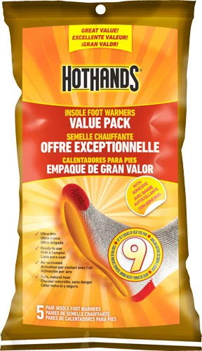 HOTHANDS INSOLE FOOT WARMER 5 - PAIRS PER BAG 9 HOUR W/ADHSV
