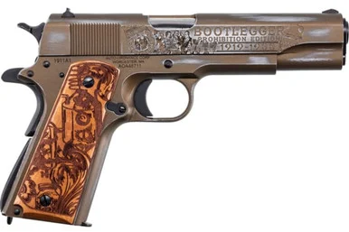 Auto-Ordnance 1911 Bootlegger BKOC9 7+1 Burnt Bronze/ Engraved Wood - Auto-Ordnance