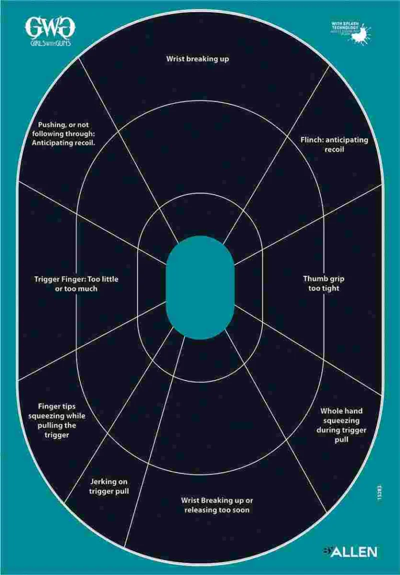 Allen Girls with Guns Splash Adhesive Oval Silhoutte Target 12x18 - 5/ct