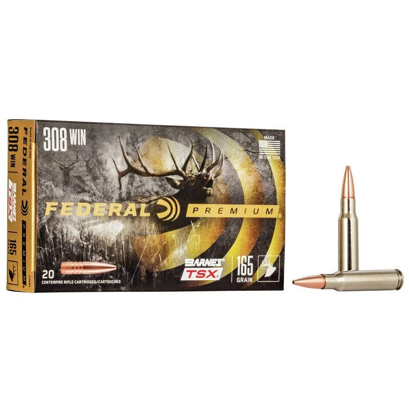 Federal Barnes TSX HP Rifle Ammunition 308 Win 165gr 2650 fps 20/ct - Federal Premium