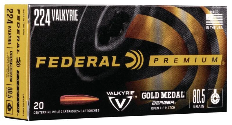 Federal Gold Medal Berger Rifle Ammunition .224 Valkyrie 80.5 gr OTM 2925 fps 20/ct - Federal Premium
