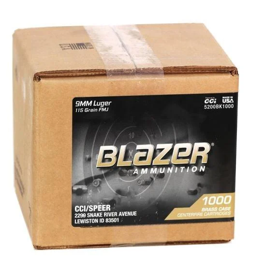 CCI Blazer Brass Handgun Ammunition 9mm Luger 115 gr. FMJ 1145 fps 1000/ct (Loose Pack) - CCI