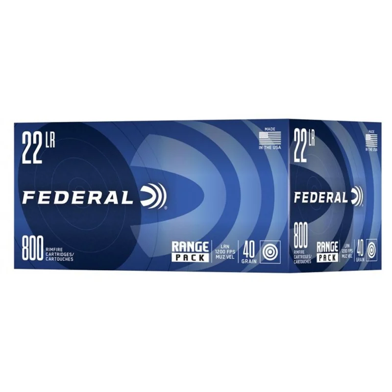 Federal Range Pack Rimfire Ammunition .22LR 40gr LRN 1200 fps 3200/ct Case (4-800/ct Boxes) - Federal Premium