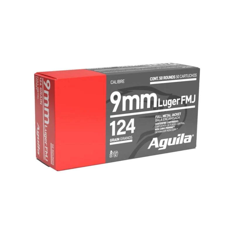 Aguila Handgun Ammunition 9mm Luger 124 gr FMJ 1115 fps 50/ct - Aguila Ammo