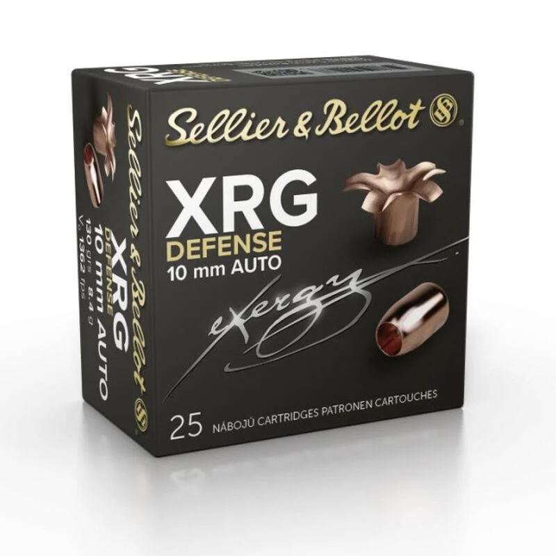 Sellier Bellot XRG Defense Handgun Ammunition 10mm Auto 130gr HP 1362 fps 25/ct