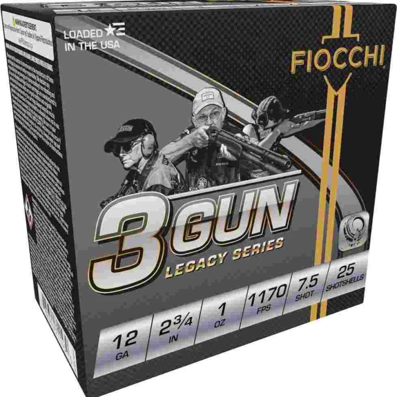 Fiocchi 3 Gun Match Shotshells 12ga 2-3/4" 1oz 1170 fps #7.5 25/ct