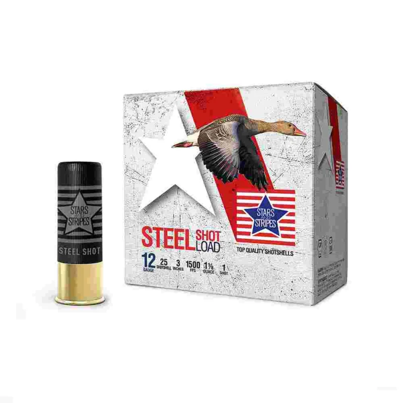 PPU Stars & Stripes Steel Shotshell 12ga 3''  1-1/8 oz 1500 fps #1 25/ct - TRZ Trading