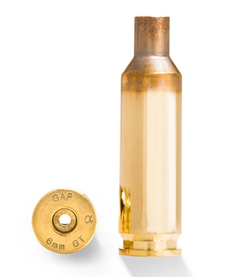 Alpha Munitions Ultra Premium Unprimed Brass Cartridge Cases 6mm GT Brass 100/Box