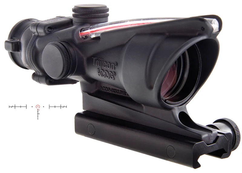 Trijicon 100220 ACOG Black Hardcoat Anodized 4x32mm Illuminated Red Horseshoe w/ Red Dot 6.8 SPC Reticle