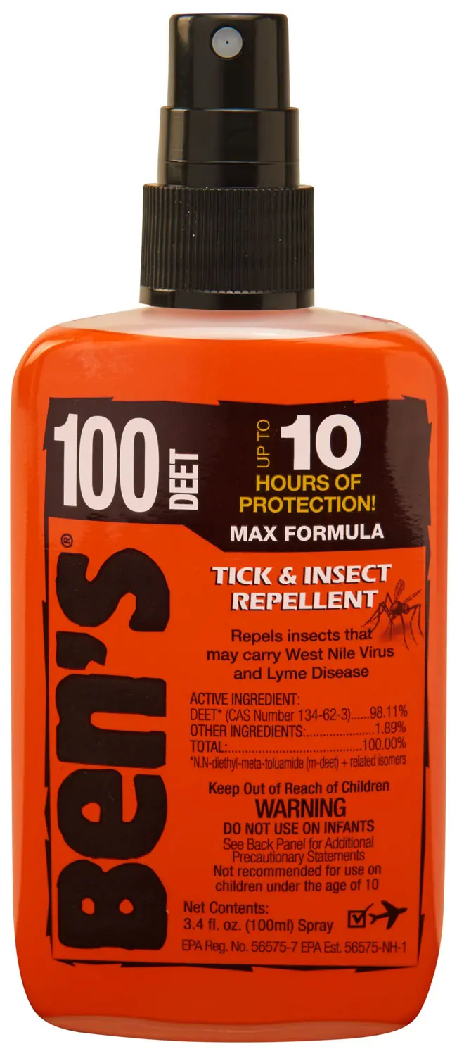 Ben's 00067080 100 Odorless Scent 3.40oz Spray Repels Ticks Biting Insects Effective Up to 10 hrs