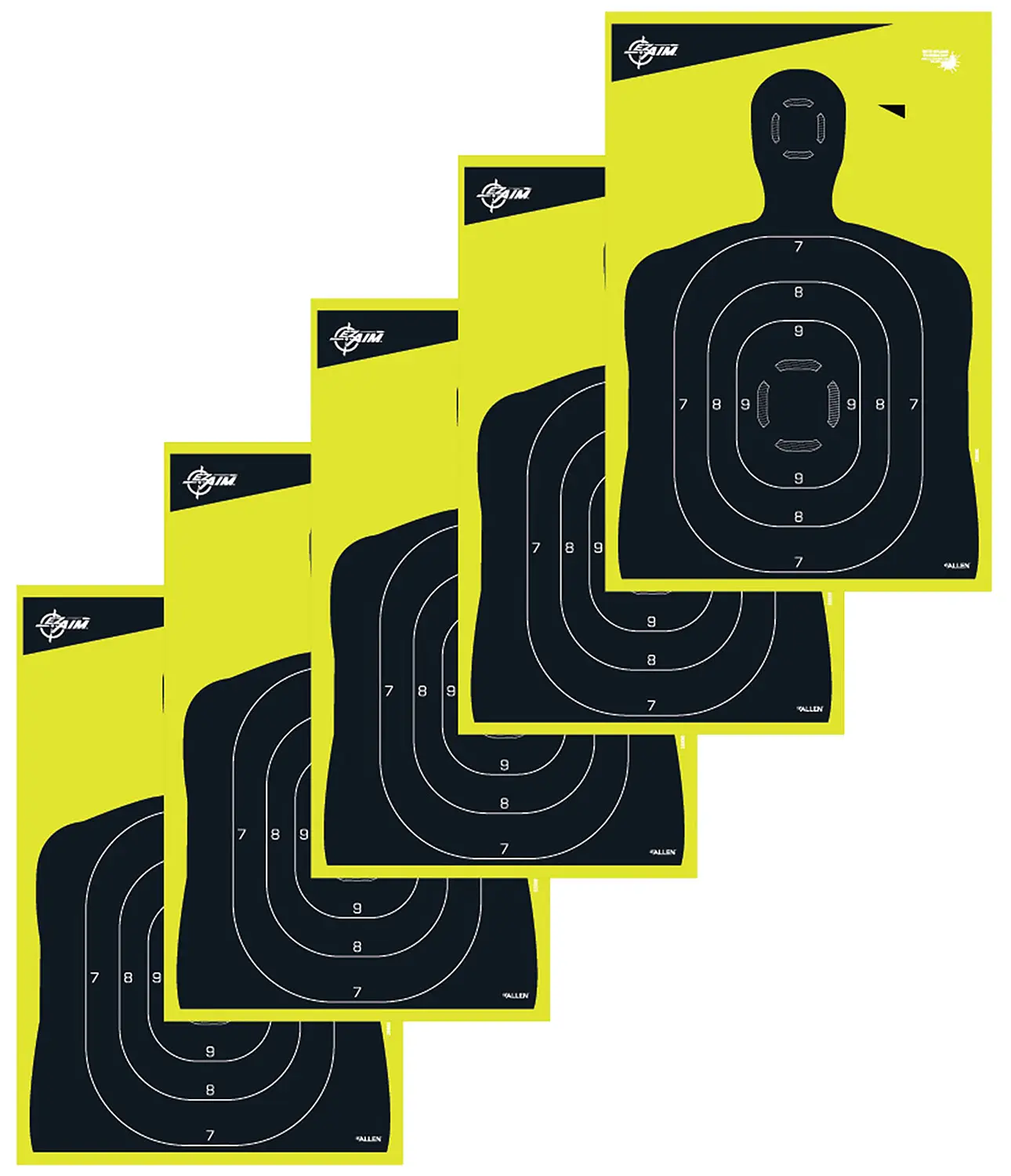 EZ-Aim 15330 Splash Reactive Target Silhouette Paper Hanging 12" x 18" Black/Yellow 5 Pack