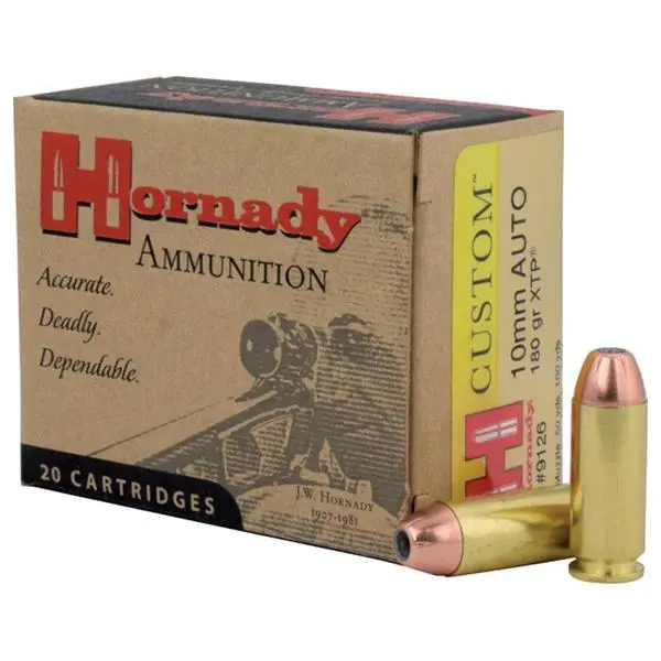 Hornady Custom Handgun Ammunition 10mm 180 gr XTP 1275 fps 20/ct