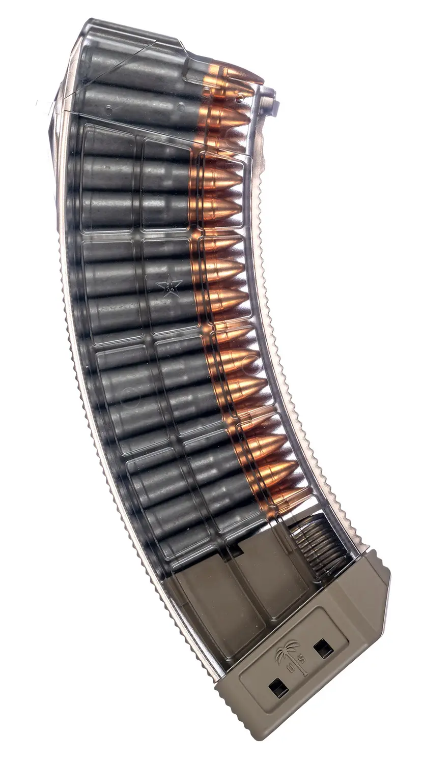 US Palm MA1119A Standard 30rd 7.62x39mm Fits AK-47 Clear w/Flat Dark Earth Floor Plate