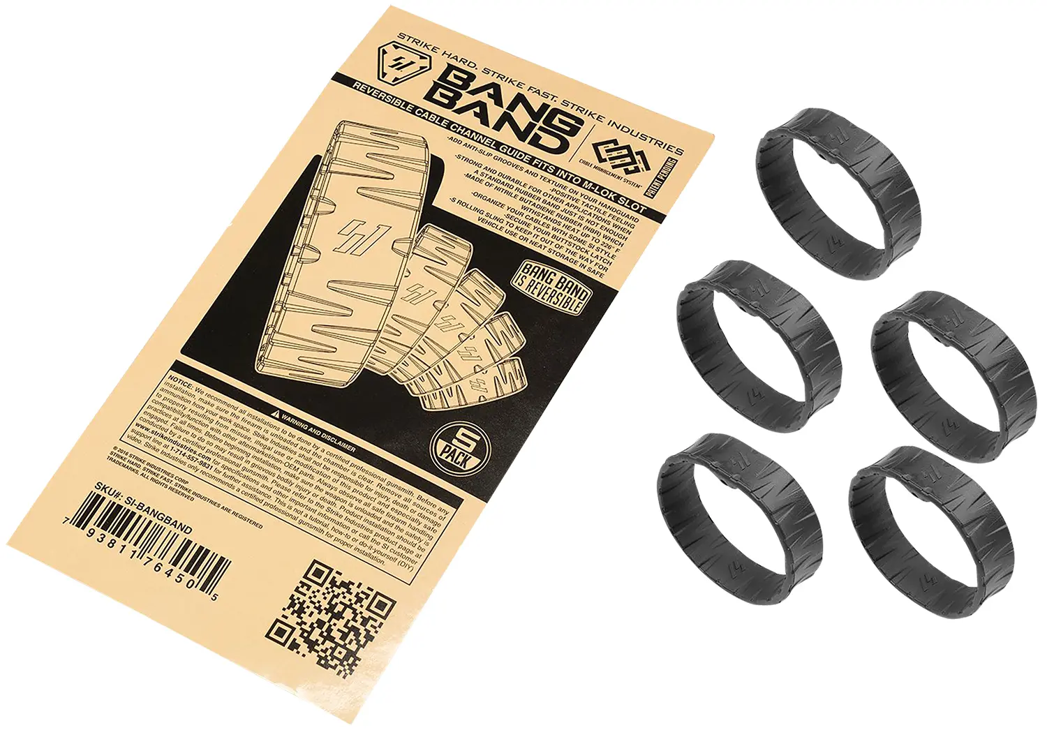 Strike Industries BANGBAND Bang Band Made of Black Rubber 5 Pack