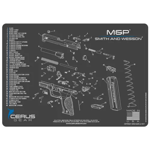SMITH & WESSON M&P SCHEMATIC HANDGUN PROMAT - CHARCOAL GRAY/CERUS BLUE - CERUS GEAR