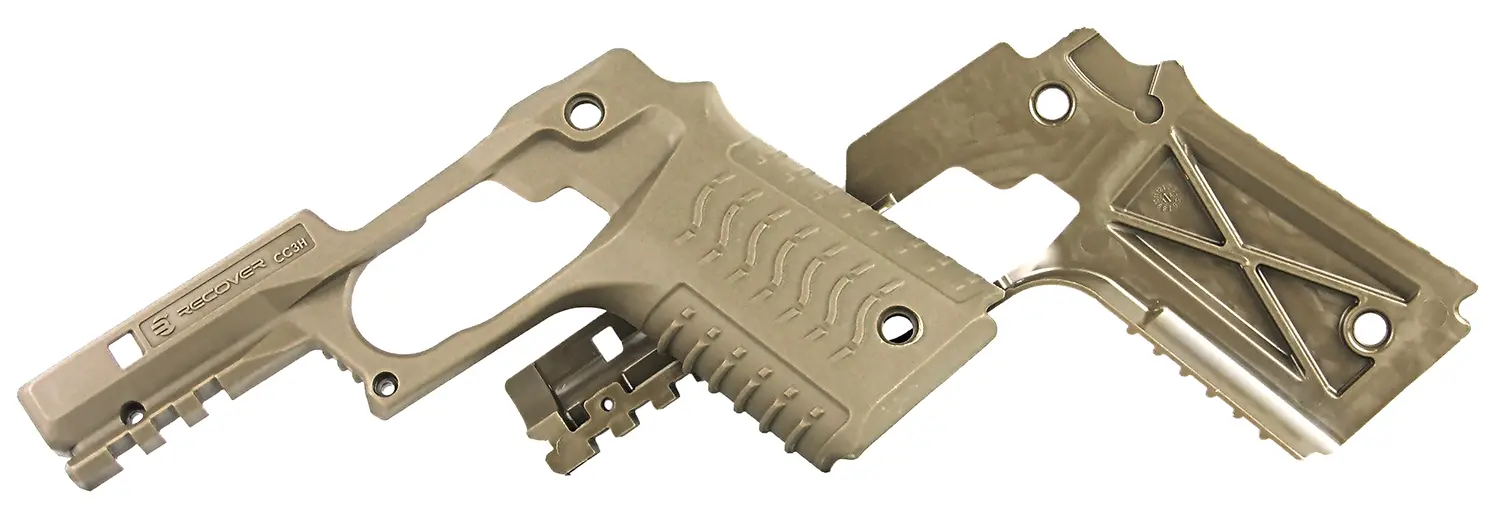 Recover Tactical CC3H-02 Grip & Rail System  Tan Polymer Picatinny for Standard Frame 1911 - Recover Innovations