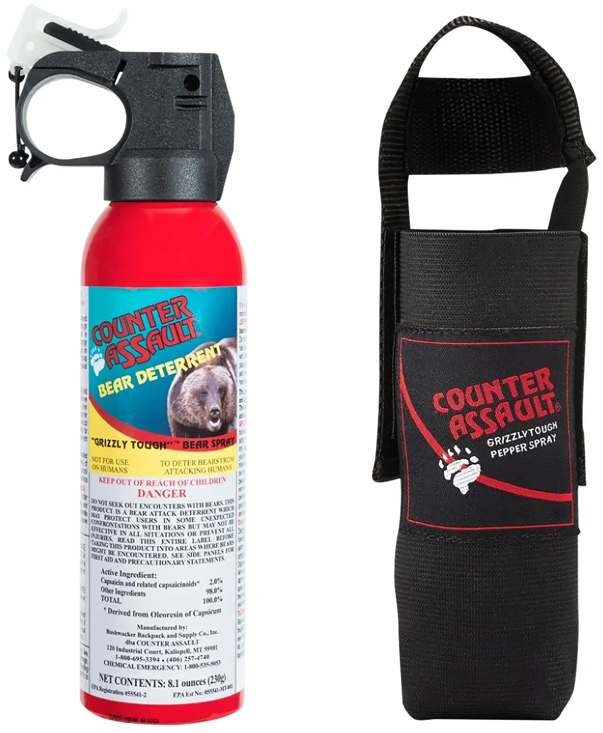 Counter Assault 15067025 Bear Spray  Capsaicin Range 32 ft-7 Seconds 8.10 oz Includes Holster - Counter Assault