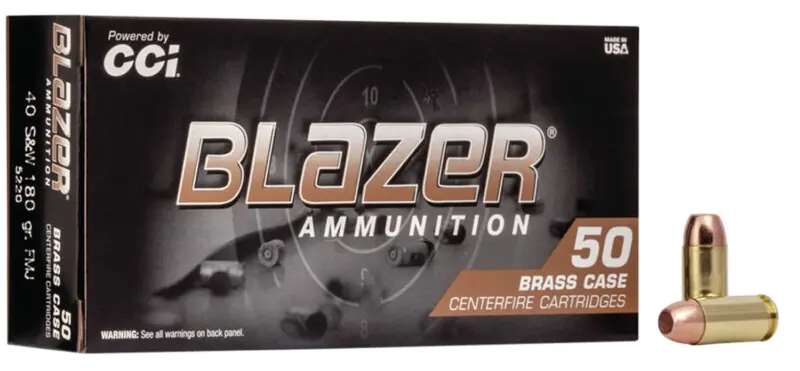CCI 5220 Blazer Brass Handgun 40S 180gr Full Metal Jacket 50 Per Box/20 Case