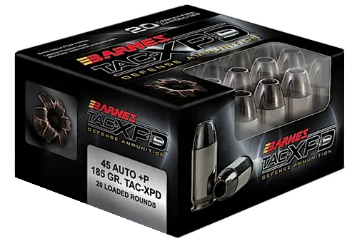 Barnes Bullets 21555 TAC-XPD Defense Handgun 45ACP +P 185gr 20 Per Box/10 Case - Barnes Bullets