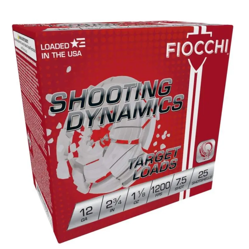 Fiocchi Shooting Dynamics Shotshells 12ga 2-3/4 in 1-1/8 oz #7.5 1200 fps 25/ct - Fiocchi
