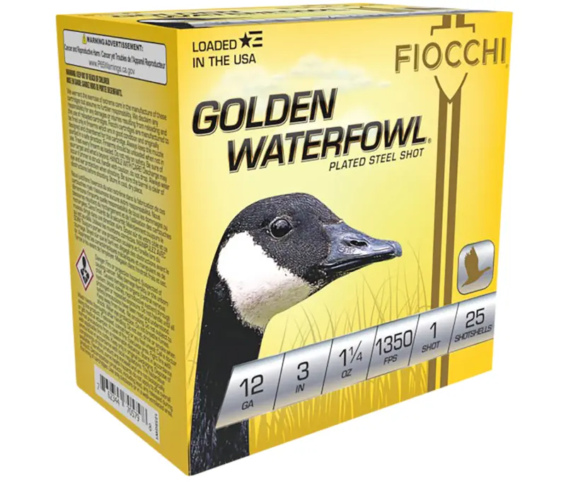 Fiocchi 123SGW1 Golden Waterfowl 12Gauge 3" 1 1/4oz 1Shot 25 Per Box/10 Case