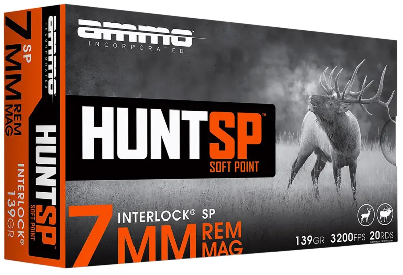 Ammo Inc 7MM139SPA20 Hunt 7mm 139gr Soft Point 20 Per Box/10 Case