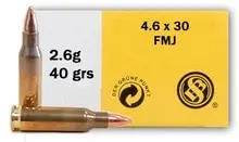 Sellier & Bellot 4.6x30mm Ammunition SB46A 40 Grain Full Metal Jacket 40 Rounds - Sellier and Bellot