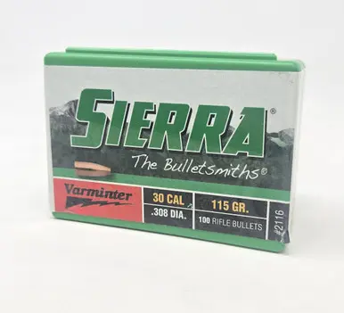 Sierra 30 Cal (.308 Dia) Reloading Bullets Varminter SRAA2116 115 Grain Hollow Point 100 Pieces