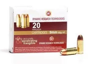 DRT 9mm Ammunition Terminal Shock 85 Grain Jacketed Hollow Point 20 rounds - DRT