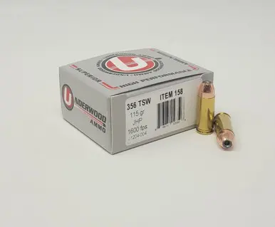 Underwood 356 TSW Ammunition UW158 115 Grain Jacketed Hollow Point 20 Rounds - Underwood Ammo