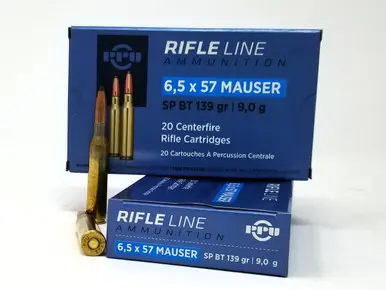 Prvi 6.5 x 57 Mauser Ammunition PP6M 139 Grain Soft Point Boat Tail 20 Rounds - PPU