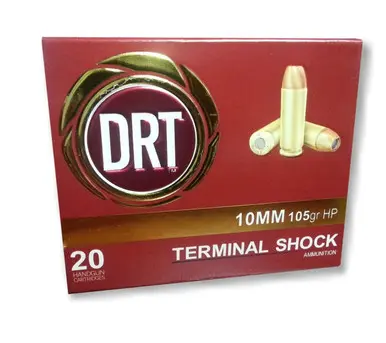 DRT 10mm Ammunition Terminal Shock 105 Grain Jacketed Hollow Point 20 rounds - DRT