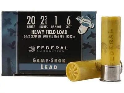 Federal 20 Gauge H2026 Game-Shok Heavy Field Load Ammunition 2-3/4" 1 oz #6 Shot 250 rounds - Federal Premium
