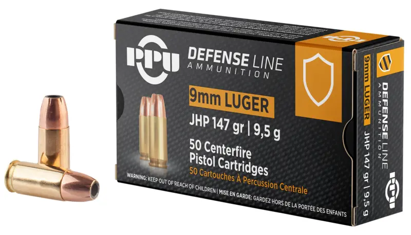 PPU PPD92 Defense 9mmLuger 147gr Jacketed Hollow Point 50 Per Box/20 Case
