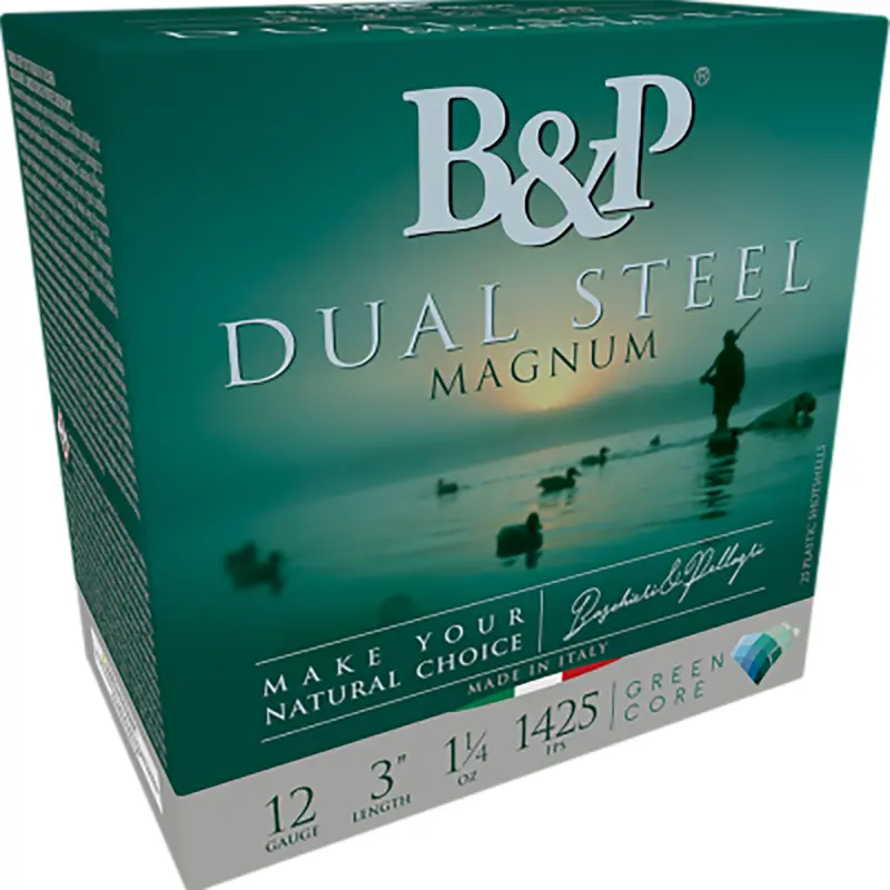 B&p Ammunition 12B8DS23 Dual Steel  12Gauge 3" 1 1/8oz 2/3Shot 10 Per Box/10 Case - Baschieri & Pellagri