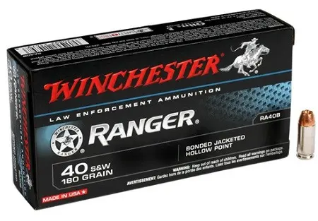 Winchester 40 S&W Ammunition Ranger RA40B 180 Grain Bonded Jacketed Hollow Point 50 Rounds - Winchester