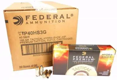 Federal 40 S&W Hydra-Shok Tactical P40HS3G 165 gr JHP 50 rounds - Federal Ammunition