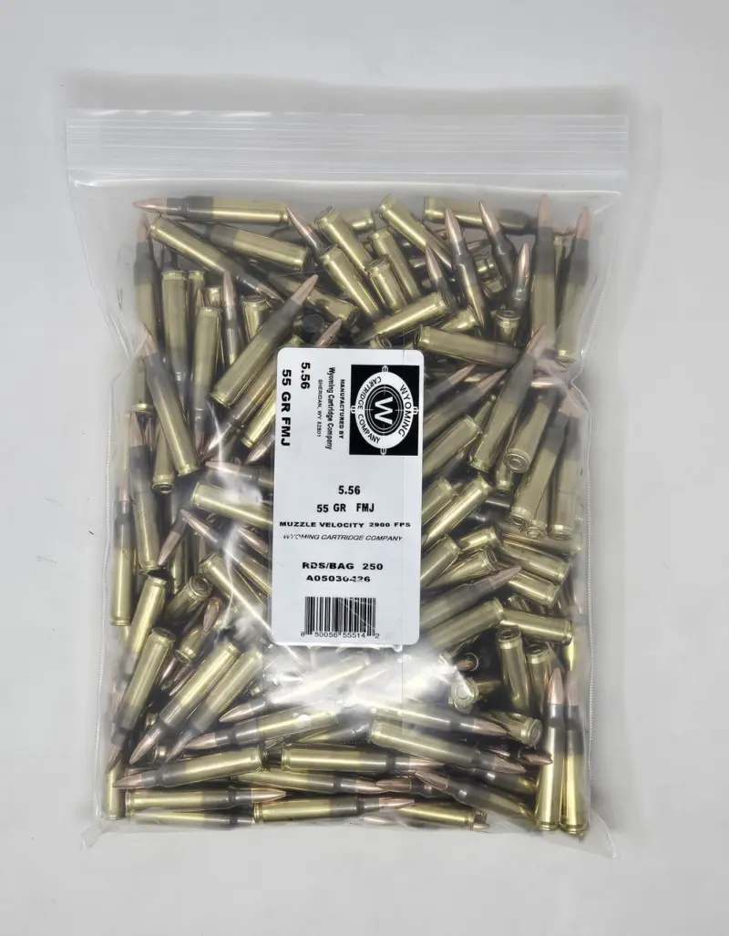 Wyoming Cartridge Company 5.56x45mm NATO Ammunition WCC556A250 55 Grain Full Metal Jacket BAG 250 Rounds - Wyoming Cartridge