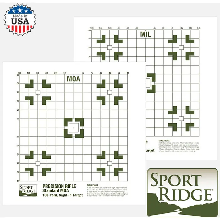 Sight in Target Precision Rifle MOA and MIL 16x16 inch 8 Pack White - SPORT RIDGE