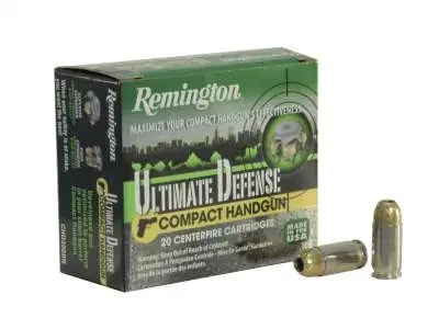 Remington 380 Auto Ultimate Defense Compact CHD380BN 102 Grain Brass Jacketed Hollow Point 20 rounds - Remington