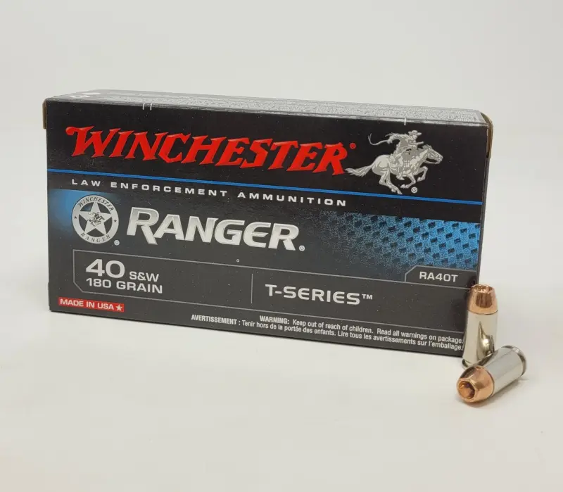 Winchester 40 S&W Ammunition Ranger RA40T 180 Grain T-Series Jacketed Hollow Point 50 rounds - Winchester