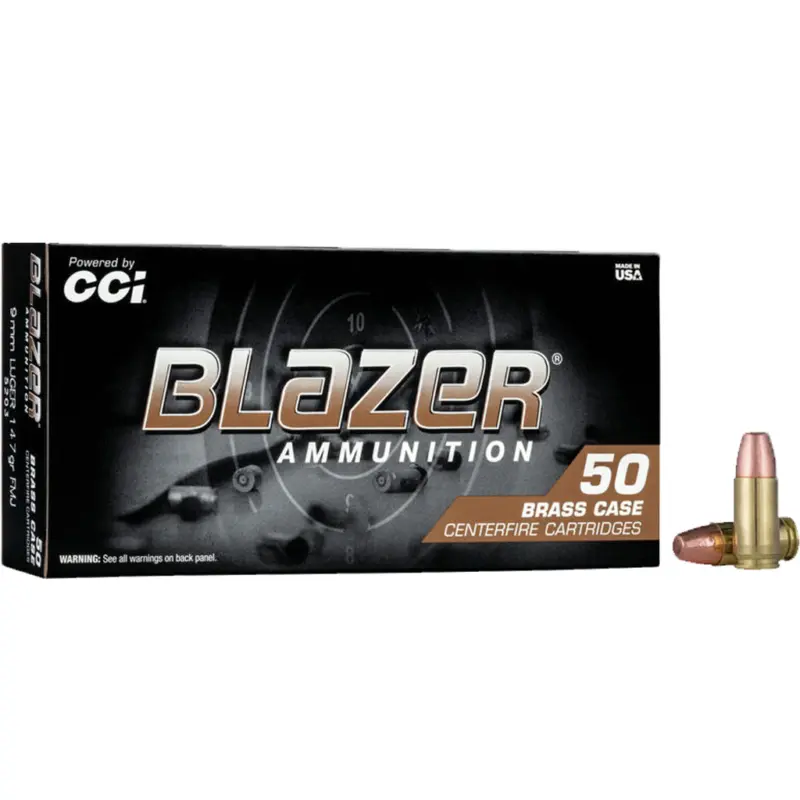 CCI Blazer Brass Pistol Ammo 9mm 147 gr. FMJ 50 rd.